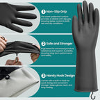 4 Pairs Rubber Dishwashing Gloves with Hanging Hooks - Reusable Cleaning Gloves for Kitchen & Household, Non-Slip, Durable and Flexible (Medium, 4 Colors)