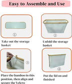 Toilet Paper Storage Basket with Lid, Large Capacity for 12 Rolls, Stackable and Foldable Freestanding Paper Towel Holder - Space Saving Modern Beige Design