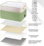 BALEINE 1 Pack Fabric Storage Bins for Shelves, Linen Storage Baskets for Organizing, Decorative Closet Bins for Clothes, Home (Green, 12"x8"x8")