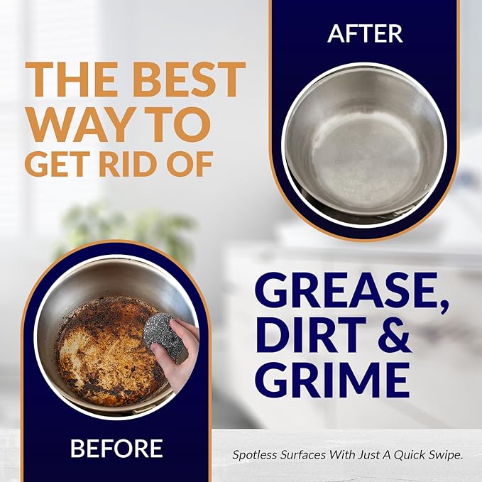 PAMI Heavy Duty Stainless Steel Sponge Scrubber Non-Scratch Metal Sponges Kitchen Metal Scratch Pads for Pots Pans Pack of 4