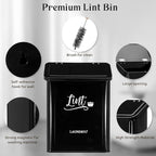 CINPIUK Magnetic Lint Bin for Laundry Room with Brush & Hook - Large Laundry Organizer and Storage, Wall Mounted Trash Can with Lid, Space-Saving Dryer Lint Holder Laundry Room Decor, Black