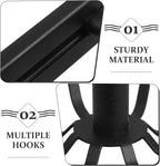 Angoily Wall Mounted Rotating Kitchen Utensil Hooks Organizer, 8 Black Hooks for Hanging Cooking Tools and Sundries, Space-Saving Wall Hanger for Kitchen and Bathroom Storage