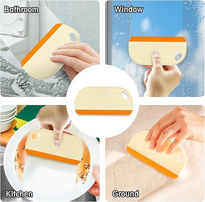2 PCS Small Handhold Squeegee for Household, Mini Size Silicon Cleaning Scraper with Hanging Design, Water Wiper Scraper for Cleaning Glass Mirror Bathroom Kitchen Countertop (2 pcs, Green)