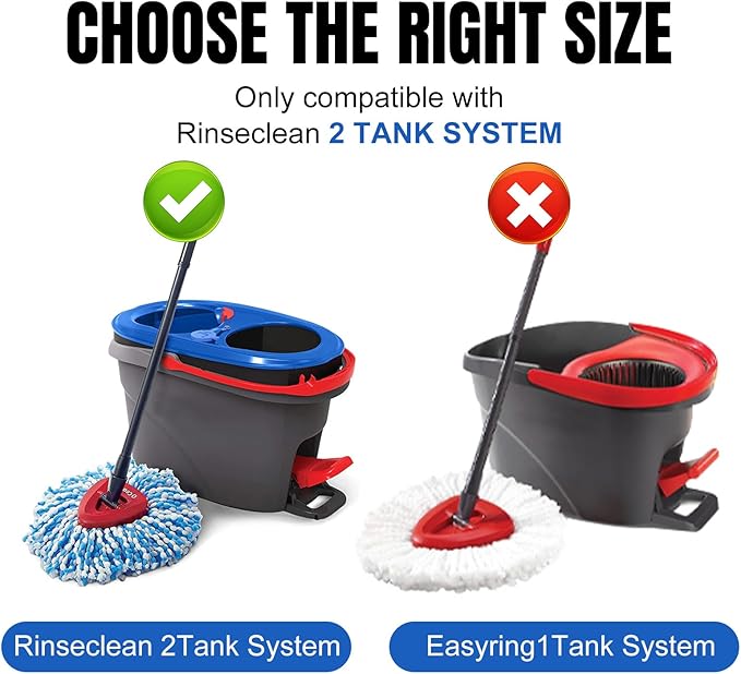 16 Pcs Spin Mop Replacement Heads, 360° Easy Wring Spin Mop 100% Microfiber Refill, Easy Cleaning Spin Mop Heads, 2 Tank System Replace Head for Easy House Cleaning Floor Mopping, Blue&White
