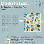 Harps&Seb Swedish Dishcloths for Kitchen Dish Towels - 5 Pack, Non-Scratch Reusable Paper Towels, Super Absorbent Washable Swedish Dish Cloths, No Odor, Biodegradable, Home Design