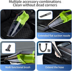 Cordless Car Vacuum: Portable Handheld Vacuum with LED Light, High Power Suction, Lightweight Rechargeable Hand Vacuum Cleaner for Car, Home, Office, and Pet Hair - Green
