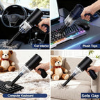 2-in-1 Wireless Handheld Vacuum & Air Duster, Portable with Strong Suction, LED Light and Multi-Nozzles, Perfect for Car Interior, Home, Office, Pet
