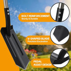Stainless Steel Trench Shovel,4-Inch V-Shape Narrow Trenching Spade–Heavy Duty Professional Garden & Landscaping Tool with 60-Inch Adjustable Long Handle &Foot Pedal for Digging,Edging,and Entrenching