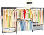 Golpart Coat Rack Clothes Wardrobe：Closet Organizer and Storage Clothing Garment Rack with Shelves Heavy Duty for Hanging Clothes Portable Adjustable Black 15.8" DX69 WX76.5 H
