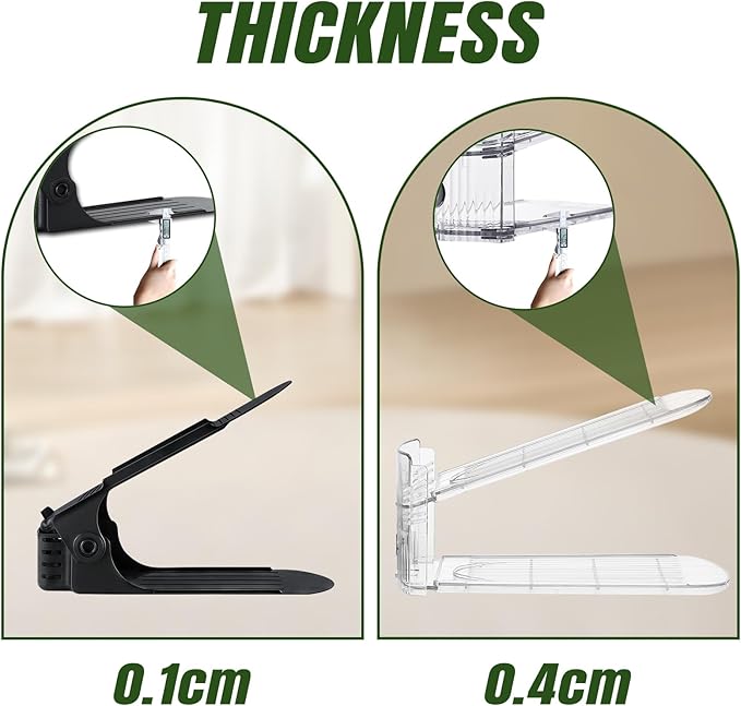 MOVDEET Shoe Slots Organizer,30 Pack Transparent Shoe Stacker Adjustable Shoe Slot Organizer Space Saver Shoe Rack Holder Shoe Storage Organizers for Closet,Transparent