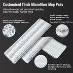 Mop and Bucket Set, Flat Mop and Bucket System with Separate Dirty and Clean Water, 3-Compartment Wall Cleaner Mop, Flat Mops for Floor Cleaning with 6 Microfiber Pads