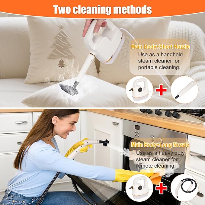 STEAM CLEANER Handheld [One Click Clean] Steamer for Cleaning 10-in-1 High Pressure Steam Cleaner for Home/Car Detailings/Fabric etc. Separate Design|Digital Display|Two Cleaning Methods