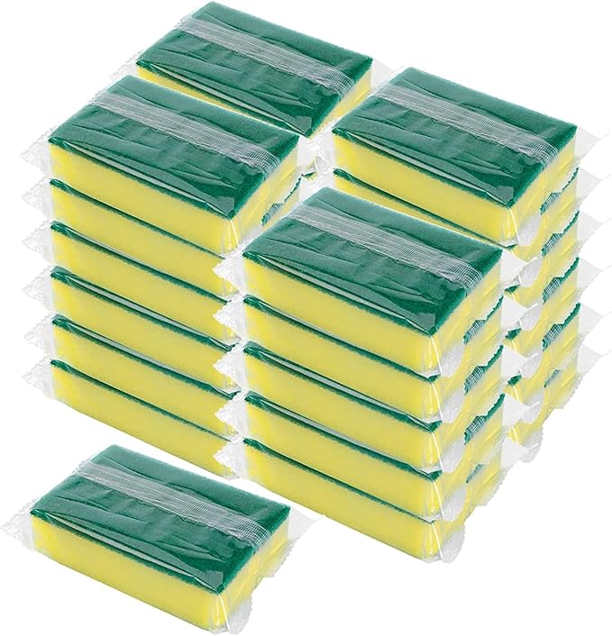 Individually Wrapped Sponges, Kitchen Dishwashing Sponge Bulk, Non Scratch Dishes Scouring Pad Dishcloth, Odor-Free Sponge Wipes for Household Cleaning Dishes Travel Apartments (40 Pack)