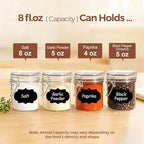 ComSaf 8oz Glass Jars with Airtight Lids (Set of 6), Cylindrical Jelly & Spice Jars for Pantry Organization, 240ml Small Canisters with Wire Clamp for Sourdough Discard, Jam, Honey & More