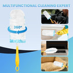 Duster Refills Compatible with Swiffer® Duster, 60 Count Heavy Duty Duster Refills with 1 Short Handle + 1 Extenda Handle, Multisurface 360° Dusters with 4X Microfibers, Unscented Dusters for Cleaning