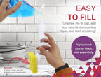 Arrow Home Products Dish Sponge with Soap Dispenser Handle - Fillable Dish Wand for Quick, Convenient Cleaning - Made in the USA - Easy to Refill, Built-In Scrubber, Ideal for Dishes and Pans