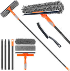 Window Cleaner Tool for Home, 59.5'' Squeegee Kit for Car Windshield, Shower Door, Mirror Cleaning, 2 in 1 Outdoor Glass Washer with Extension Pole