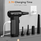 Compressed Air Duster Electric : 150000RPM 10000mAh LED 6-Gear Adjustable Keyboard Cleaner, Wireless Rechargeable Duster for Computer Keyboard Cleaning