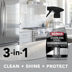 Weiman Stainless Steel Cleaner & Polish, Anti Fingerprint Spray Stainless Steel Cloth, Water Spots & Grease, No Streaks or Residue, Safe for Metal Polish, Chrome, Appliances, Fridge, Sinks & Grills