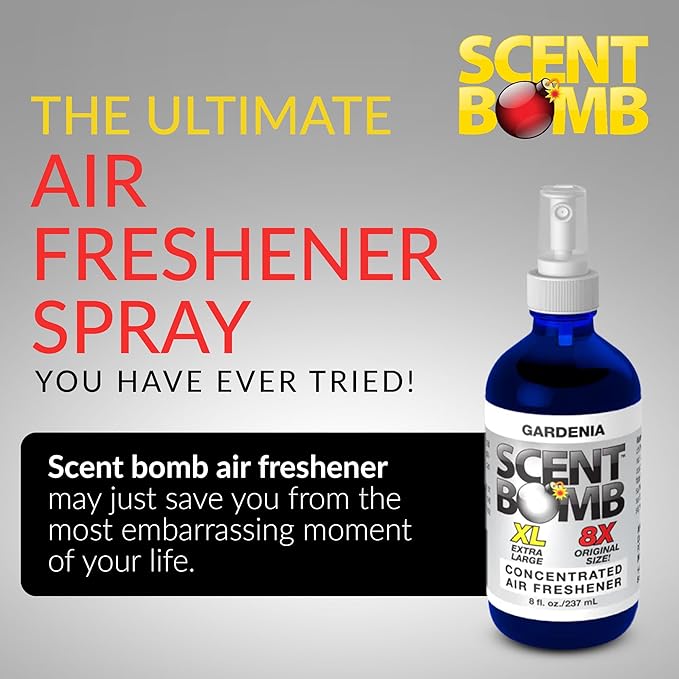 Scent Bomb Air Freshener Spray, Long-Lasting Odor Eliminator for Home & Car, Effective Deodorizer for Kitchen, Bathroom, Fresh Room Spray & Smell Neutralizer, Gardenia Scent