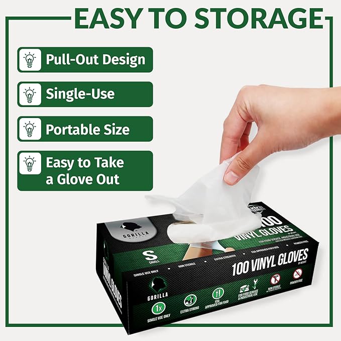 GORILLA SUPPLY Large Vinyl Gloves, Clear, Unisex, Disposable, 1000 Count