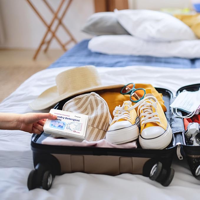 Fragrance-Free Laundry Sheets - Ultra-Concentrated Travel Detergent in Compact Storage Box, 5-Second Dissolve, 2X Stain Removal, HE-Safe, TSA Approved Detergent Sheets - 3 Pack / 96 Loads