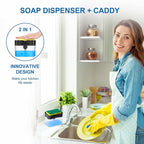 New 2026 Version Premium Quality Dish Soap Dispenser - Countertop Kitchen Soap Dispenser, Sink Dish Washing Soap Dispenser 13 Ounces (Sponge Included)
