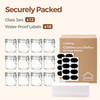 ComSaf 8oz Glass Jars with Airtight Lids (Value Pack of 12), Bulk Cylindrical Jelly Jars for Complete Pantry Organization, 240ml Small Canisters for Sourdough Discard, Spices, Crafts & More