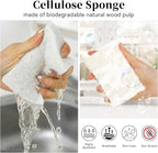 6 Pcs Kitchen Sponges for Dishes Cleaning, Non Scratch for Non Stick Cookware, Compressed Natural Cellulose Sponges, Dish Washing Scrubbers, Scrubbing Pads for Household, Bathroom (White)