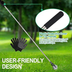 Wheel Rotary Edger, Adjustable 63” Manual Lawn Edger Tool with Gloves, Stainless Steel Trimmer for Sidewalk, Grass and Weed Edging, Ideal for Garden Landscaping and Yard Maintenance