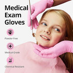 Nitrile Disposable Gloves - Medical Exam Gloves, Latex-Free, Pink, Powder-Free, 50-ct Box (XL)