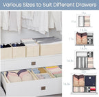 Criusia Drawer Organizer Clothes, 24 Pack Underwear Drawer Organizers, Foldable Closet Organizers and Storage Dresser Drawer Dividers Clothing Organizer for Clothes, Socks, Scarves, Bra, Ties (Beige)