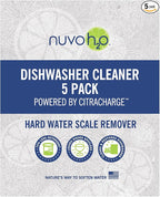 NuvoH2O CitraCharge Dishwasher Cleaner Packs – Removes Limescale, Hard Water Spots & Calcium Deposits, All-Natural Citrus Formula, Safe for Dishwashers & Appliances