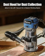 AVID POWER 6.5 Amp 1.25 HP Compact Router Tools for Woodworking, Fixed Base Wood Router with Trim Router Bits, 6 Variable Speeds, Edge Guide, Roller Guide, Dust Hood (Blue, 65mm)