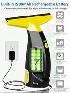 Rechargeable Window Vac, Power Window Vacuum Cleaner Set, Window Squeegee Electric Cleaning Tool for Windows, Tiles, Mirrors, 200ml Water Tank