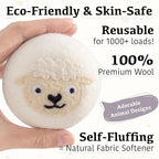 Wool Dryer Balls XL 6-Pack with Felt Box - 100% Pure Wool, Eco-Friendly Fabric Softener, Reduces Wrinkles & Drying Time, Anti-Static, Hypoallergenic, Reusable for 1000+ Loads (White Sheep)