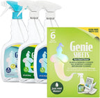 Genie Sheets All Purpose, Glass and Bathroom Cleaners Combo Pack | Concentrate Makes 6 24oz Refills with Spray Bottles | Just Add Water | Eco-Friendly Plant-Based | 6 Sheets