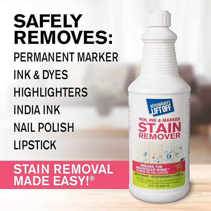 Motsenbocker's Lift Off 40903-6PK Pen, Ink & Marker Stain Remover – Removes Nail Polish, Makeup, and Dyes From Walls, Countertops, Tile, and More, Pre-Wash Laundry Treatment – 32 fl oz (Pack of 6)