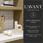 L’avant Collective Set of 3 Reusable Wool Balls for Dryer | Eco Non Toxic Natural Wool Dryer Balls | New Zealand Wool for Drying Clothes | Premium & Essential Wool Dryer Ball Reducing Clothes Wrinkles