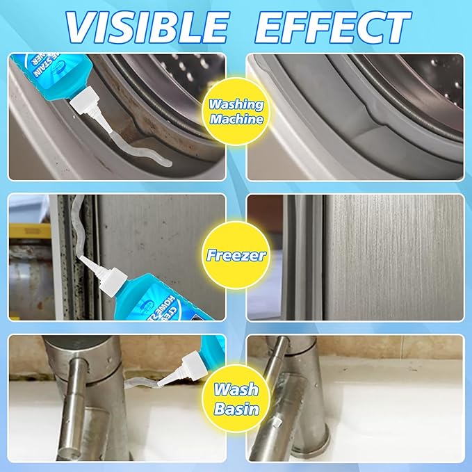 Househould Cleaning Gel, 5 Fl Oz Washing Machine Cleaner for Bathrooms, Showers, Washing Machines, Grime, Grunk and Tiles, Thick Gel Formula Targets Tough Stains and Odors