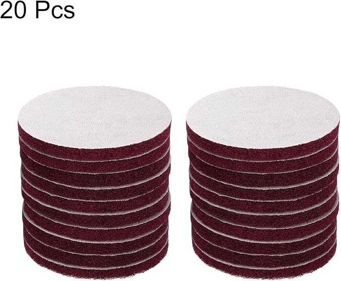 HARFINGTON 20pcs Scrubber Scouring Pads 400 Grits 5 Inch Drill Power Brush Hoop and Loop Surface Conditioning Disc Drill Scuffing Disc Scrub Pads for Home Kitchen Cleaning, Red