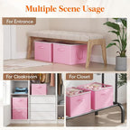 Lifewit 4 Pack Shoe Storage Organizer for Closet, Large Shoe Box Storage Containers with Clear Cover, Foldable Storage Bins Fit for Boots Fits 48-64 Pairs (Each 12-16 Pairs) Pink
