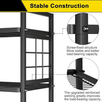 GIOTORENT 5-Wire Standing Book Shelf & Bookcase, Metal Storage Shelving Unit Pantry Rack for Laundry Kitchen Bathroom Organizer, Black