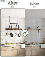 CHOEZON Hanging Pot Rack, Pot Hanger for Kitchen, Ceiling Mounted Pot Holder, Cookware Organizer with 12 S-Shaped Hooks, for Pot, Pan Storage, Space-Saving, Rustic Brown and Black TPR08BFC1