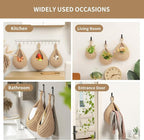 Boho Wall Hanging Fruit Baskets for Kitchen 3 Pack Woven Produce Holder with 6 Pcs Strong Hooks Vegetable Hanging Basket for Organizing Teardrop Home Wall Potato Onion Storage, Linen