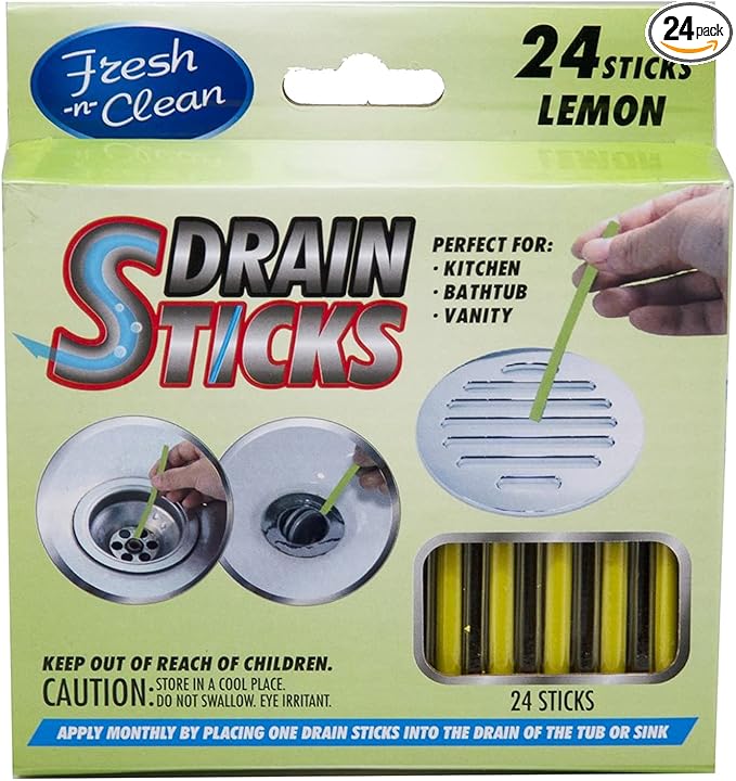 Fresh & Clean Drain Sticks - Lemon - 24 Sticks, Yellow