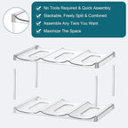 LARGER Compartment - Stackable Water Bottle Organizer Holder - for Stanley & Others' Large Tumbler - Clear Wine Rack, Cup Bottle Holder for Cabinet Home Countertop Fridge Pantry Shelf, 3 Tier Hold 9