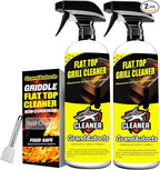 Flat Top Grill Cleaner Kit， Grill & Griddle Cleaner - Non-Toxic Food Safe & Non-Caustic Formula, Removes Burnt-On Grease/Carbon (2 Pcs + Cleaning Tools)