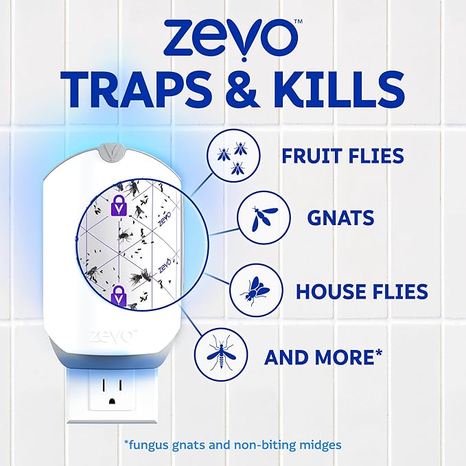Zevo Flying Insect Trap Official Refill Cartridges - Fits Both Zevo Trap & MAX Indoor Fly Trap - Authentic Trap+Lock Technology to Catch Gnats, House & Fruit Flys (10 Official Refill Cartridges)