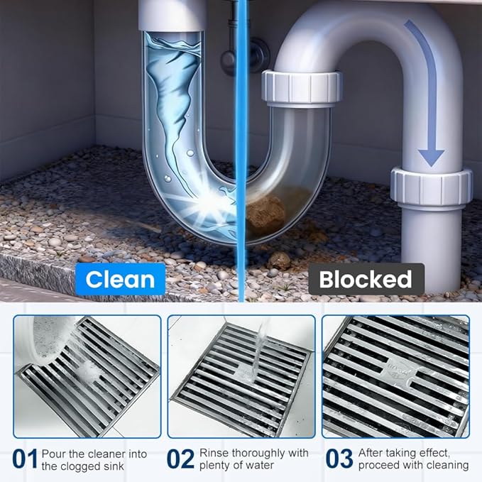Drain Cleaner Powder, 2026 New Multi-functional Pipeline Dredging Agent, Sink Drain Cleaning Powder for Kitchen, Bathroom, Toilet, Pipe Maintenance (2PCS)